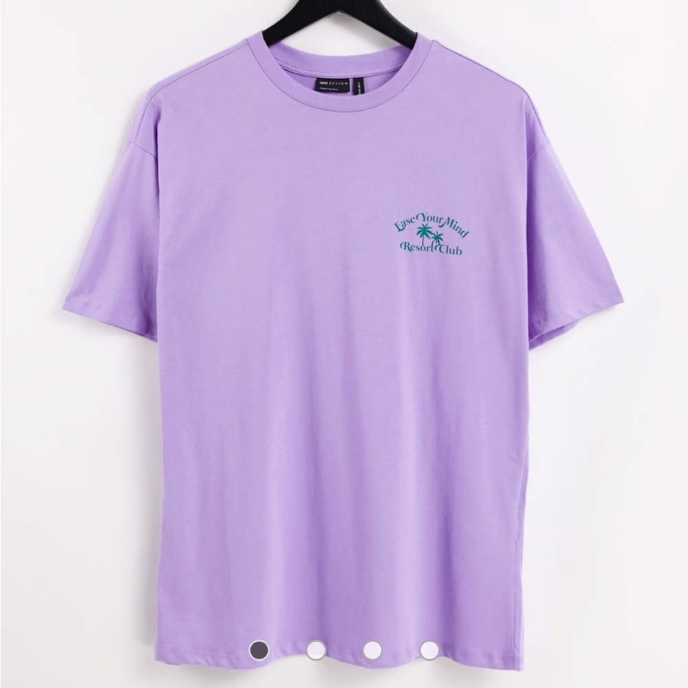 ASOS Ease Your Mind Resort Club lilac oversized tee shirt T-shirt sz 14